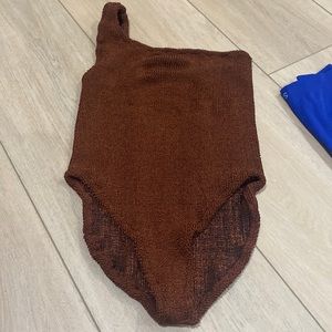 Hunza G brown one piece bikini